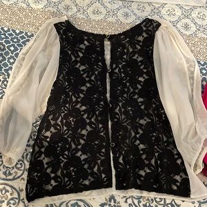 Lace back sheer top